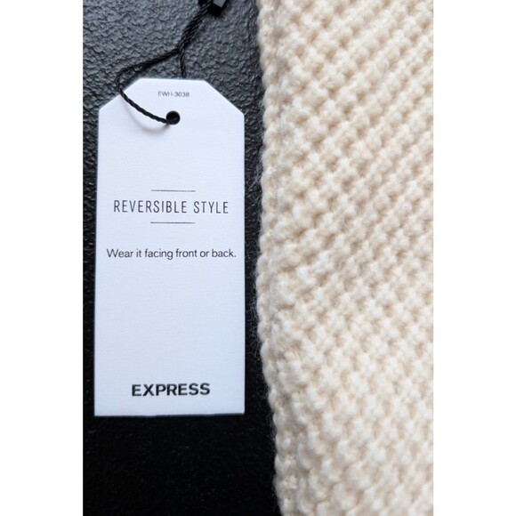 EXPRESS Women Sweater REVERSIBLE STYLE KNIT COLOR BLOCK Oversized Medium - Picture 10 of 11